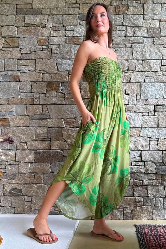 Monstera Bandeau Jumpsuit Green